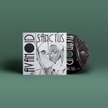 Das Album "Sanctus" von Avanoid auf CD. Weißes Cover mit schwarzem Motiv, schwarze CD mit weißem Motiv.