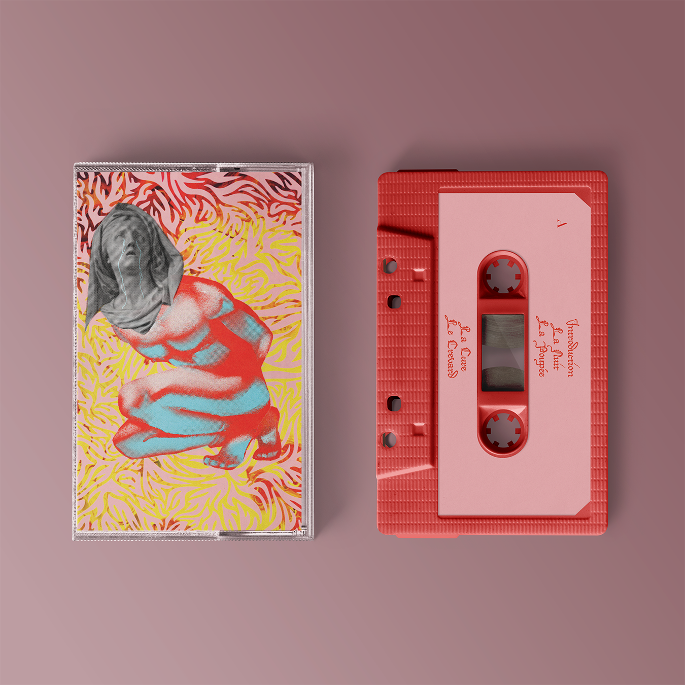"L'Ivresse" von "Chants de Rats" auf Tape. Rosa, gelb und blaues Cover, rotes Tape.