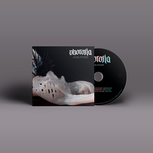"A Call to Love" von "Chorosia" auf CD. Schwarzes Cover mit weißem Motiv, schwarze CD.