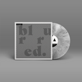 "Blurred" von "Coma System" auf Vinyl. Schwarz-weißes Cover, graue Marbled-Schallplatte.