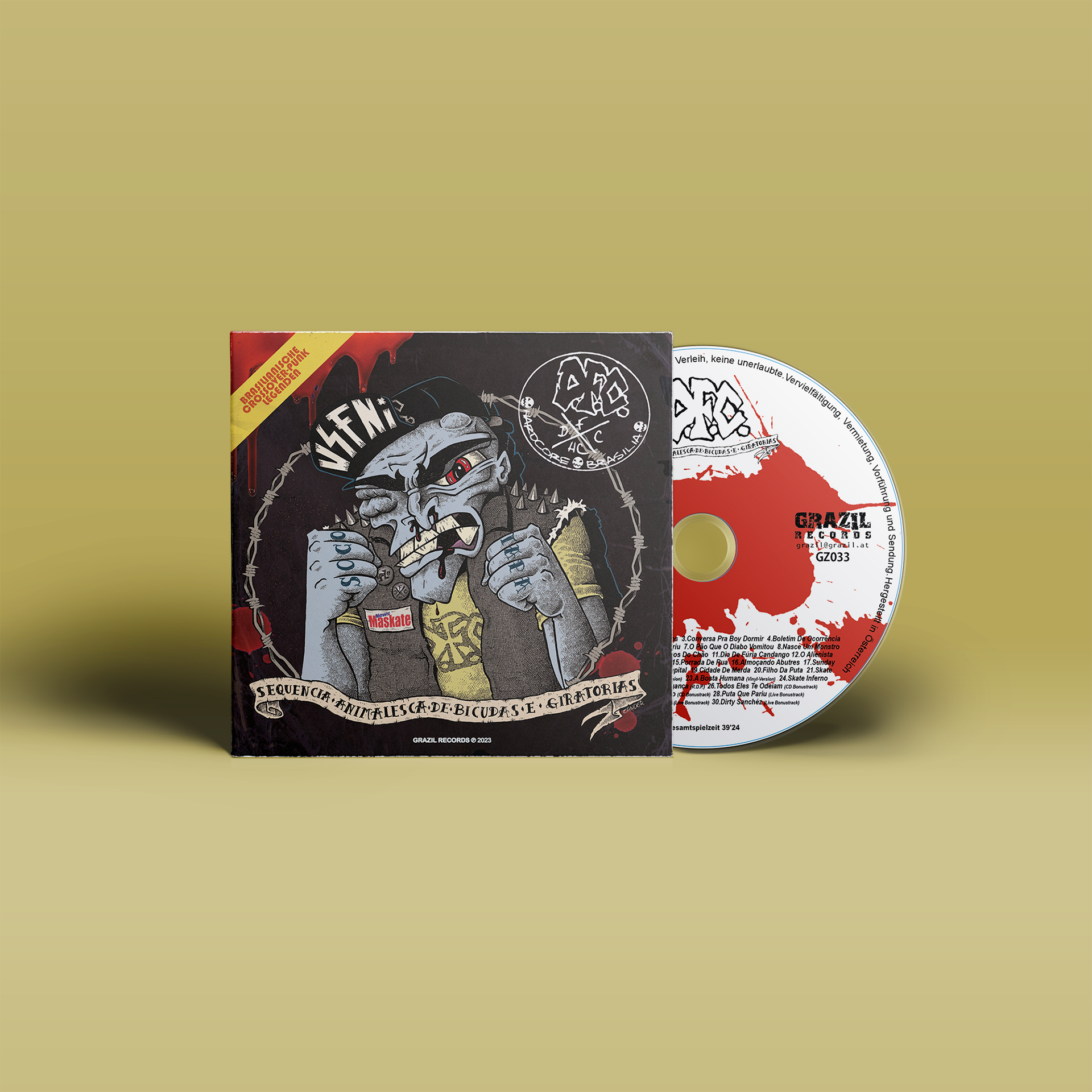 "Sequencia Animalesca de Bicudase Giratorias" von "D.F.C." auf CD. Graues Cover mit blauem Motiv, weiß-rote CD.