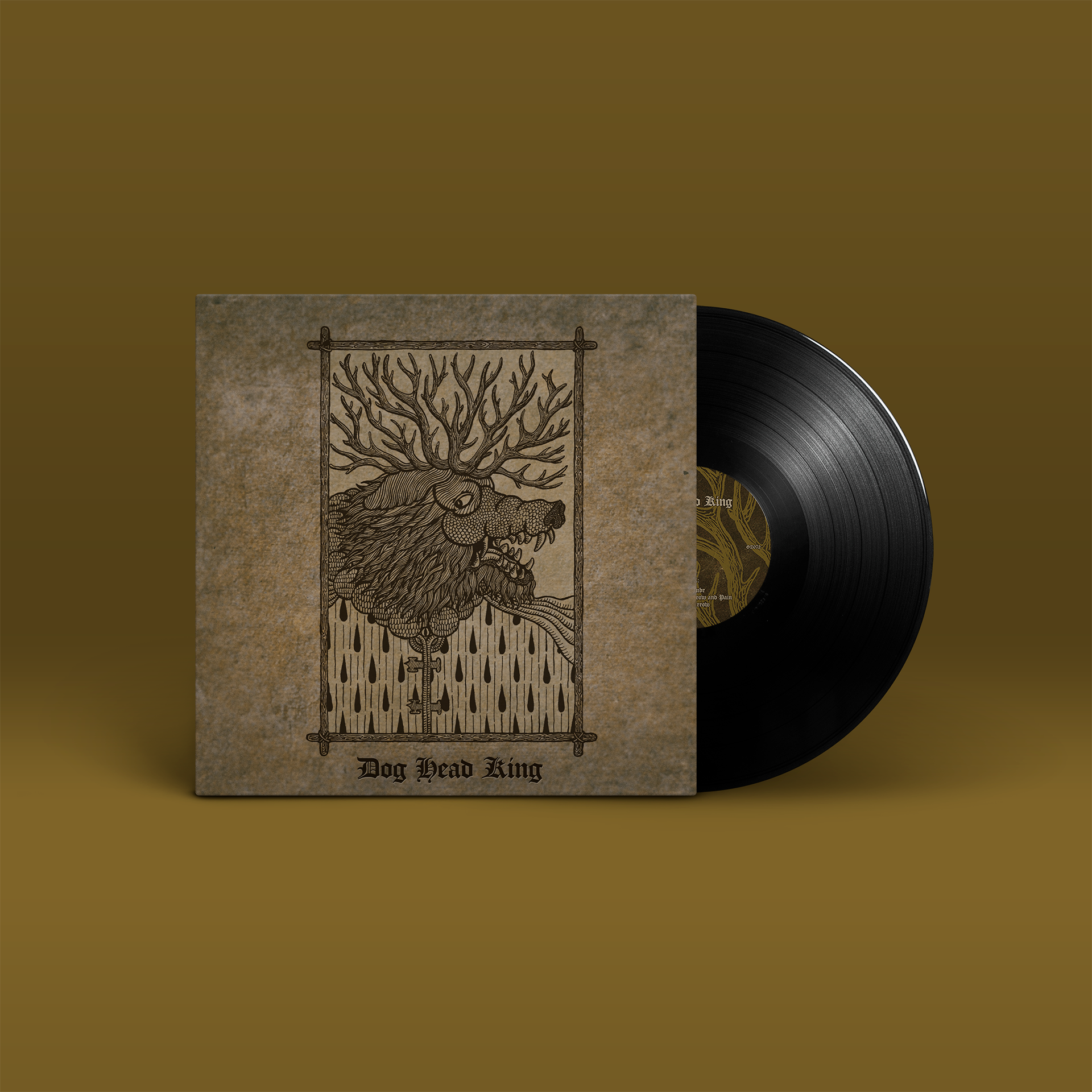 "Dog Head King" von "Dog Head King" auf Vinyl. Braune-beiges Cover, schwarze Schallplatte.