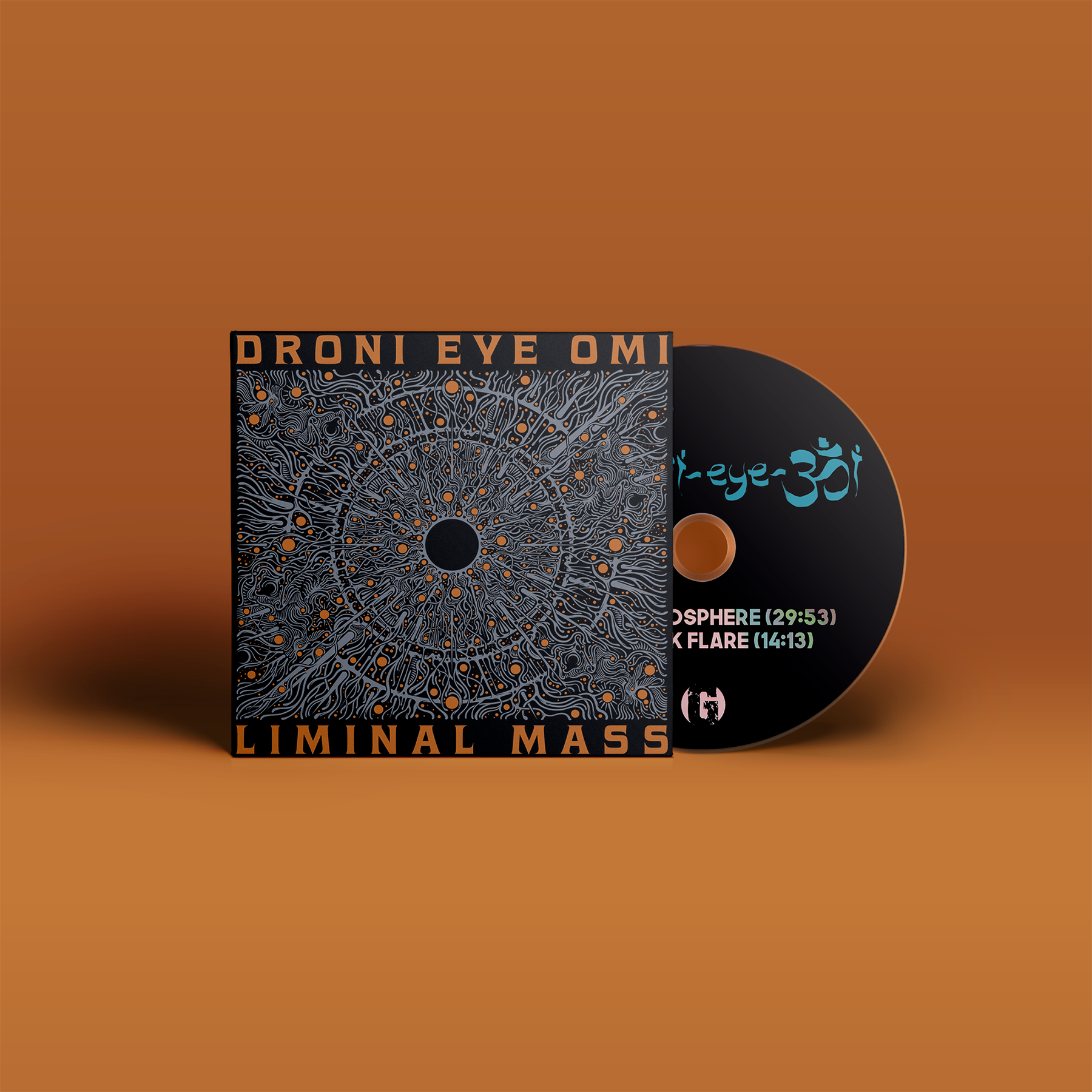 Das Album Liminal Mass von Droni Eye Omi auf CD vor orangem Hintergrund