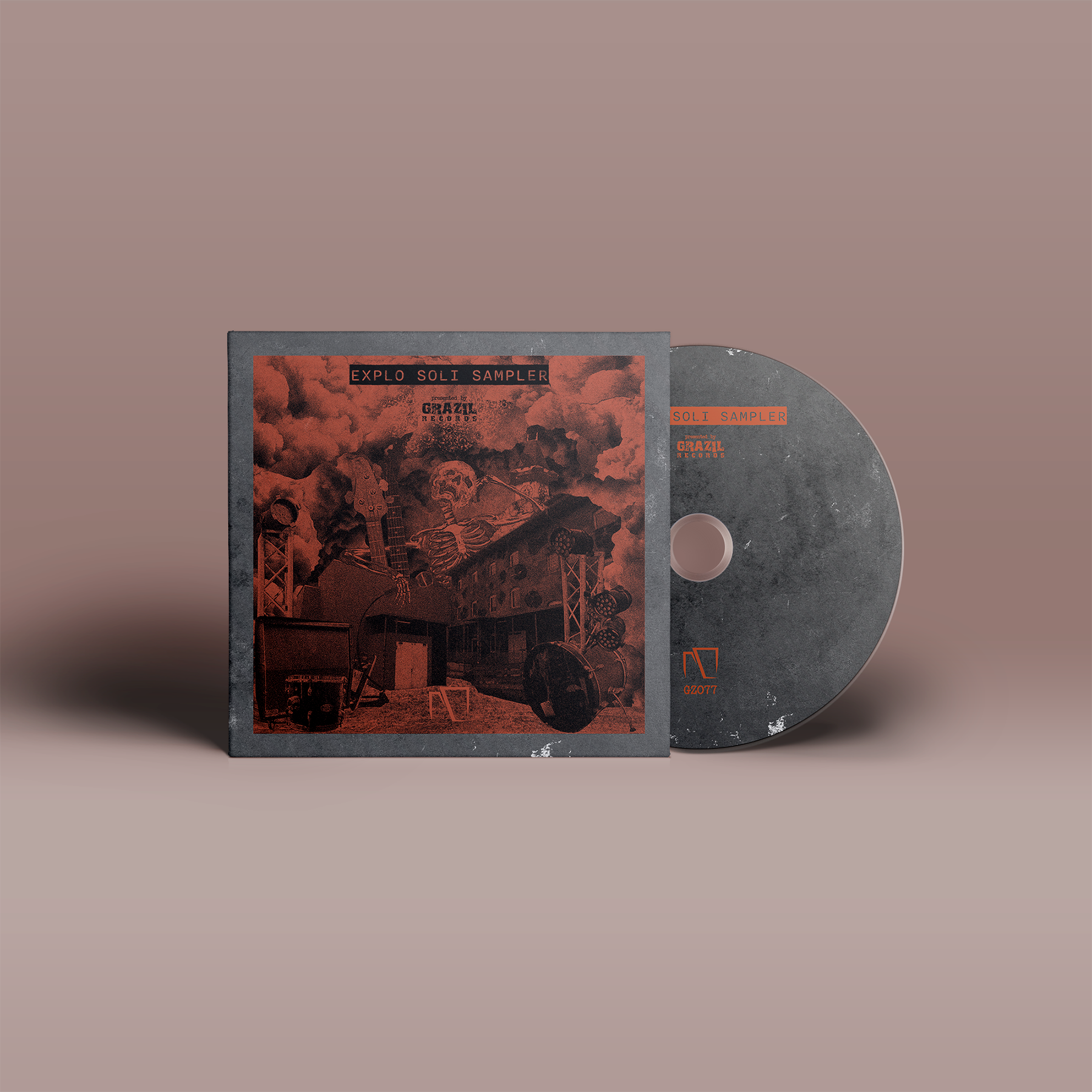 Explo Soli Sampler von grazil Records auf CD, grau-oranges Cover und CD.