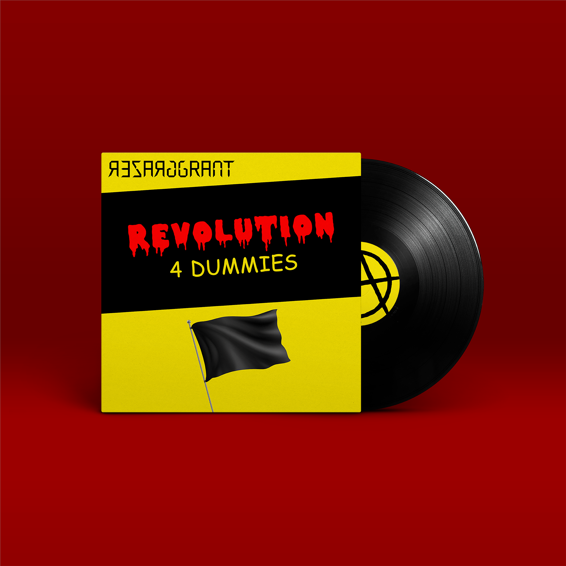 "Revolution 4 Dummies" von "Grazer Grant" auf Vinyl. Schwarz-gelbes Cover, schwarze Schallplatte.