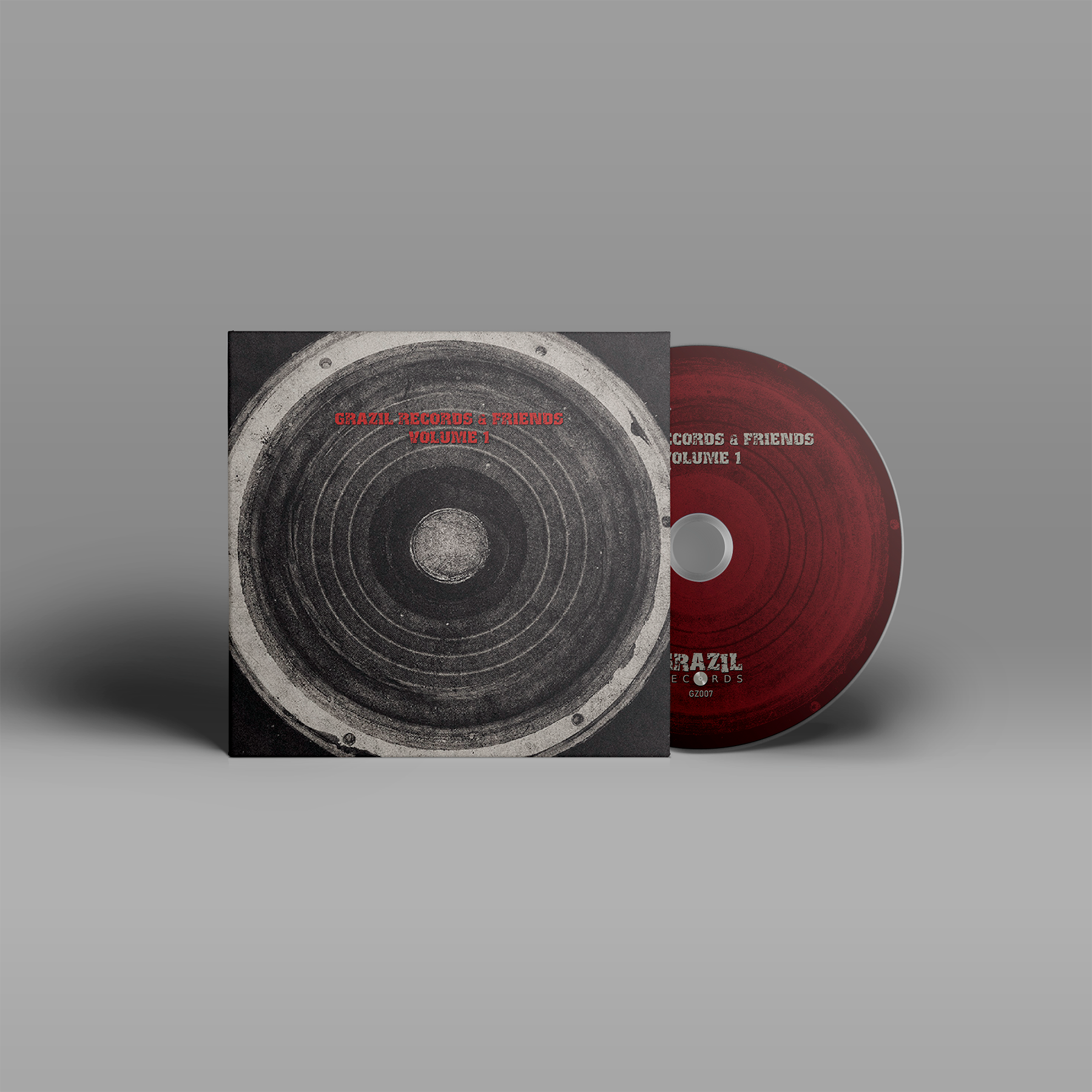 "Grazil Records & Friends Volume 1" von grazil Records auf CD. Graues Cover mit roter Schrift, rote CD mit grauer Schrift.