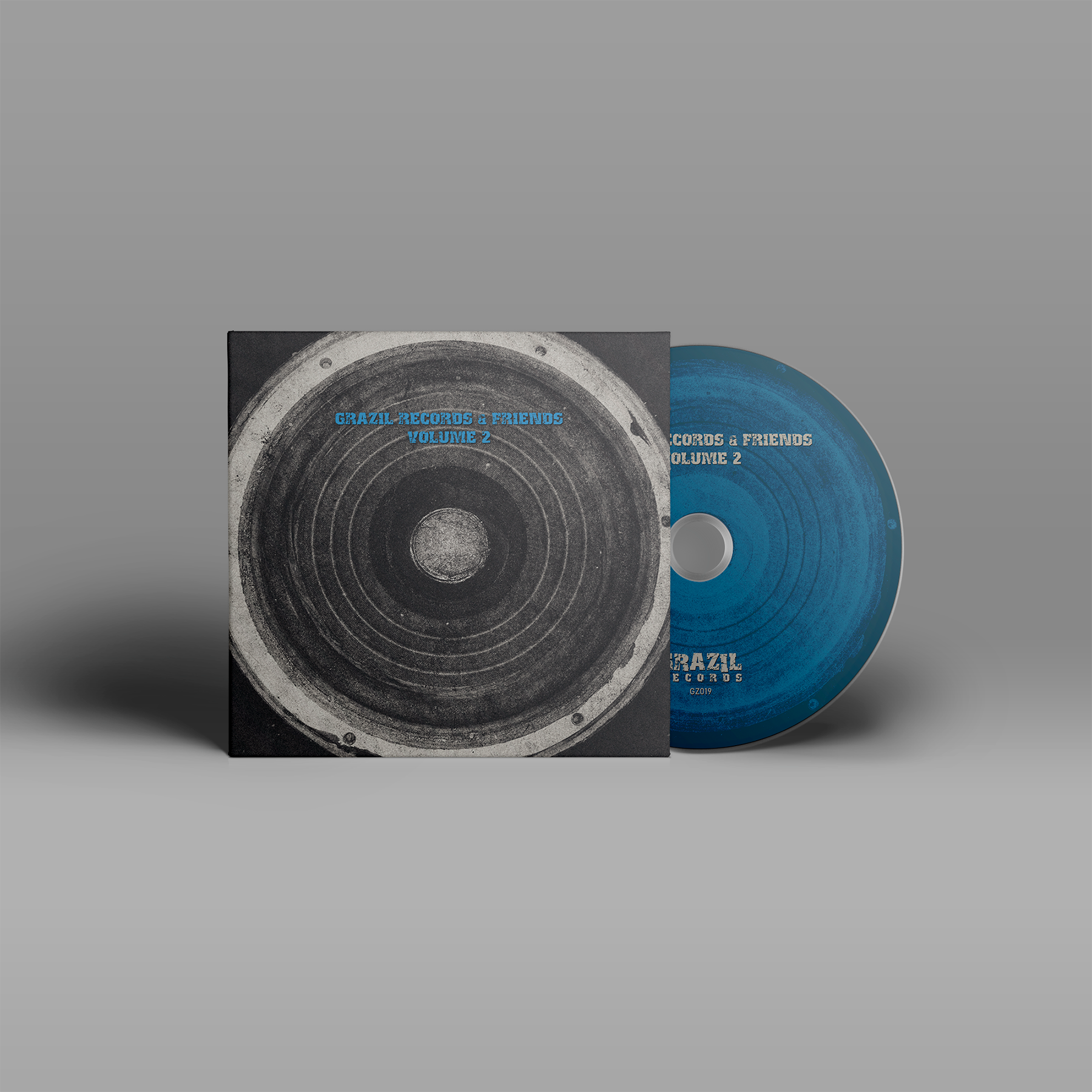 "Grazil Records & Friends Volume 2" von grazil Records auf CD. Graues Cover mit blauer Schrift, blaue CD mit grauer Schrift.