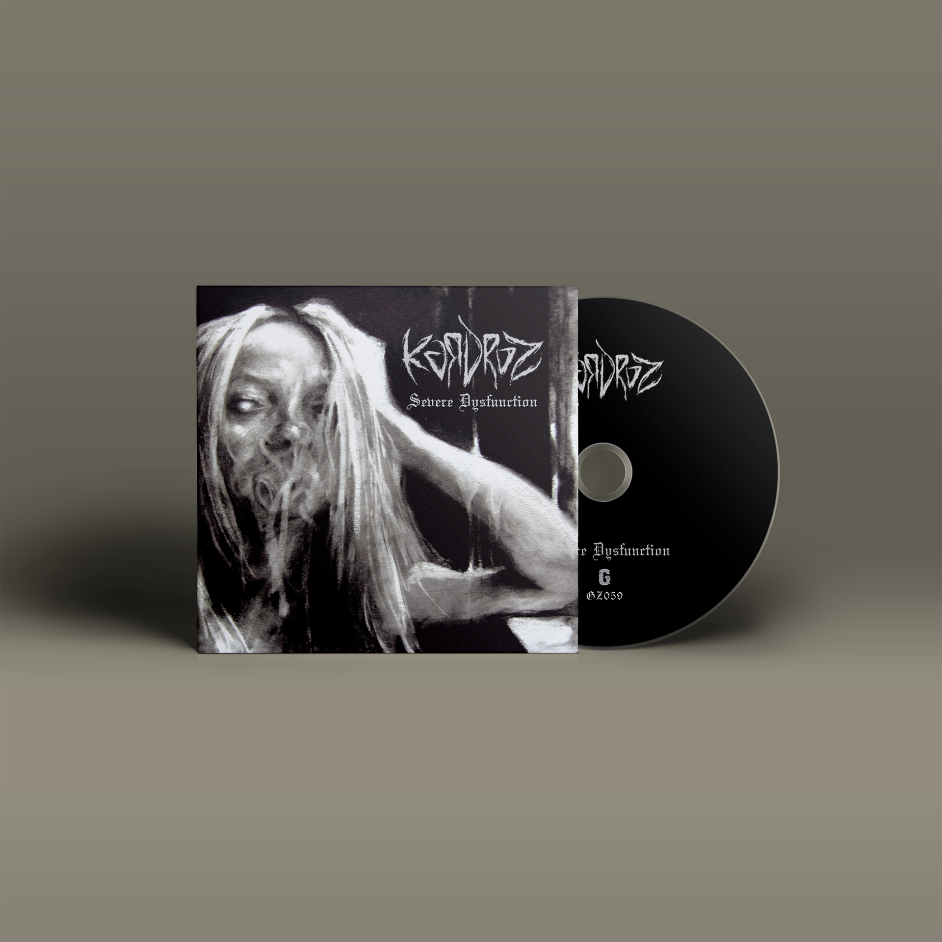 "Severe Dysfunction" von "Kardroz" auf CD. Schwarz-graues Cover, schwarze CD.