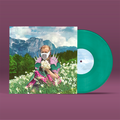 "Urlaub auf der Müllinsel" von "Lilac Vegtal" auf 10 Inch Vinyl. Blau-grün-rosa Cover, grüne Schallplatte.