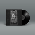 "Asbest" von "Nekrodeus" auf Vinyl. Schwarzes Cover mit weißem Motiv, schwarze Schallplatte.