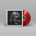 "Ruaß" von "Nekrodeus" auf Vinyl. Graues Cover mit schwarzem Motiv, rote Schallplatte.