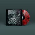 "Built On Bodies" von "Thosar". Schwarzes Cover mit weißem Motiv, rot-schwarze Splatter Schallplatte.