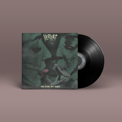 "Das Credo der Angst" von "Verrat" auf Vinyl. Grünes Cover, schwarze Schallplatte.