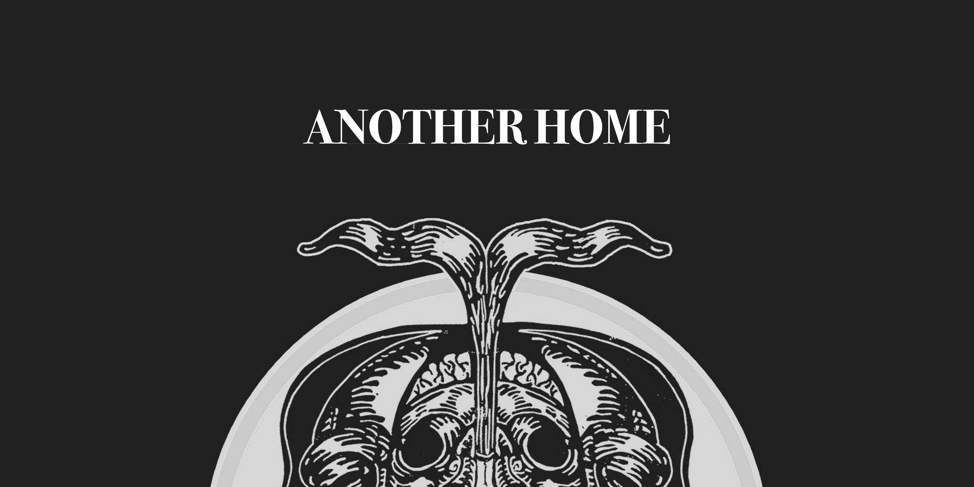 Hellgraues Motiv auf dunkelgrauem Hintergrund. Oben in der Mitte das Logo von "Another Home".