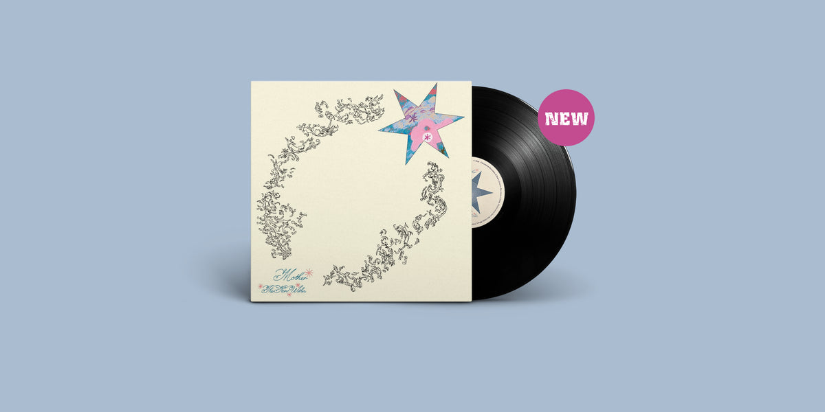 Das Album "The Stars Within" von Mother. Beiges Cover mit Stern-Motiv, schwarze Schallplatte. Rechts ein pinker Button mit dem Text "NEW".